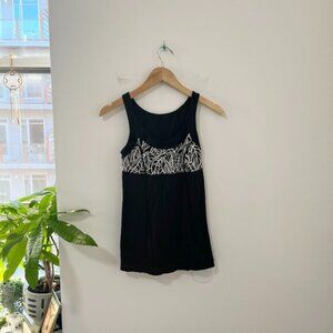 Lululemon Black Palm Leaf Print Workout Tank Size 4